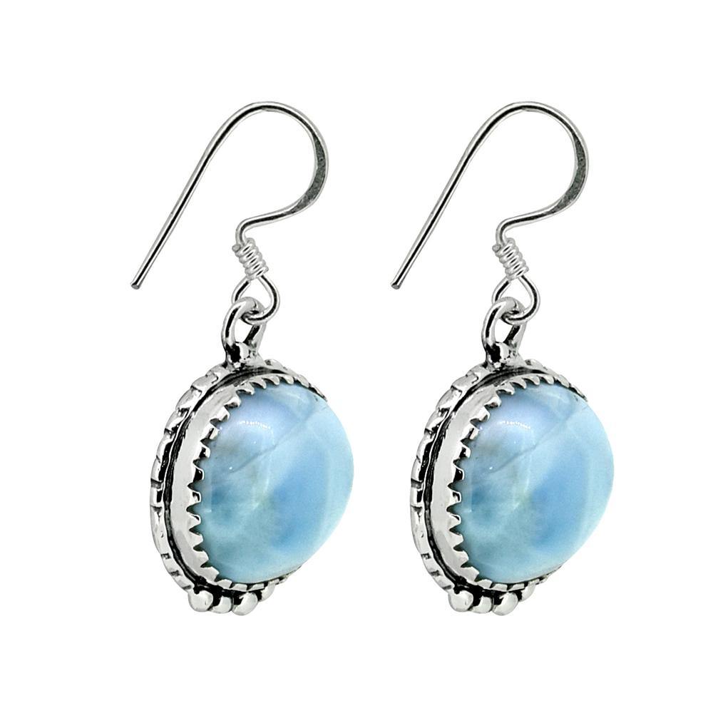 Larimar Solid 925 Sterling Silver Dangle Earrings Jewelry - YoTreasure