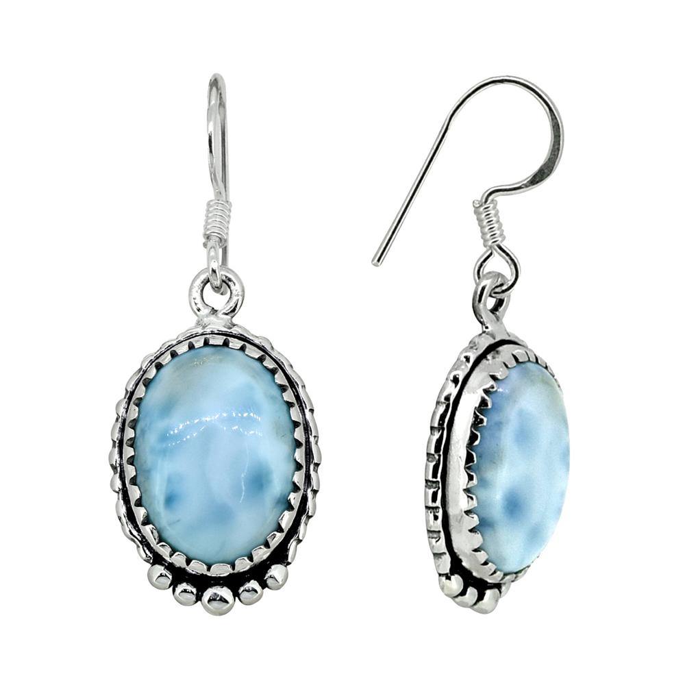 Larimar Solid 925 Sterling Silver Dangle Earrings - YoTreasure