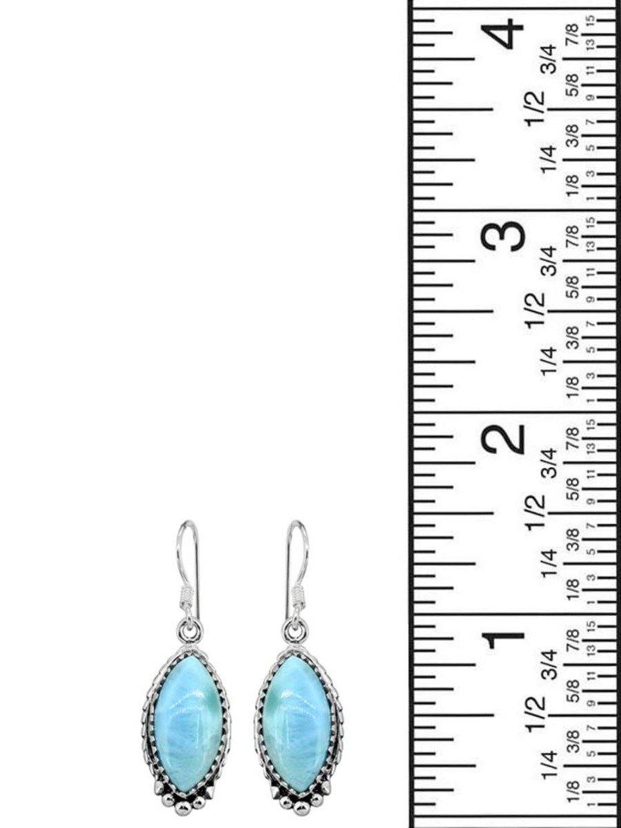 Larimar Solid 925 Sterling Silver Dangle Earrings - YoTreasure