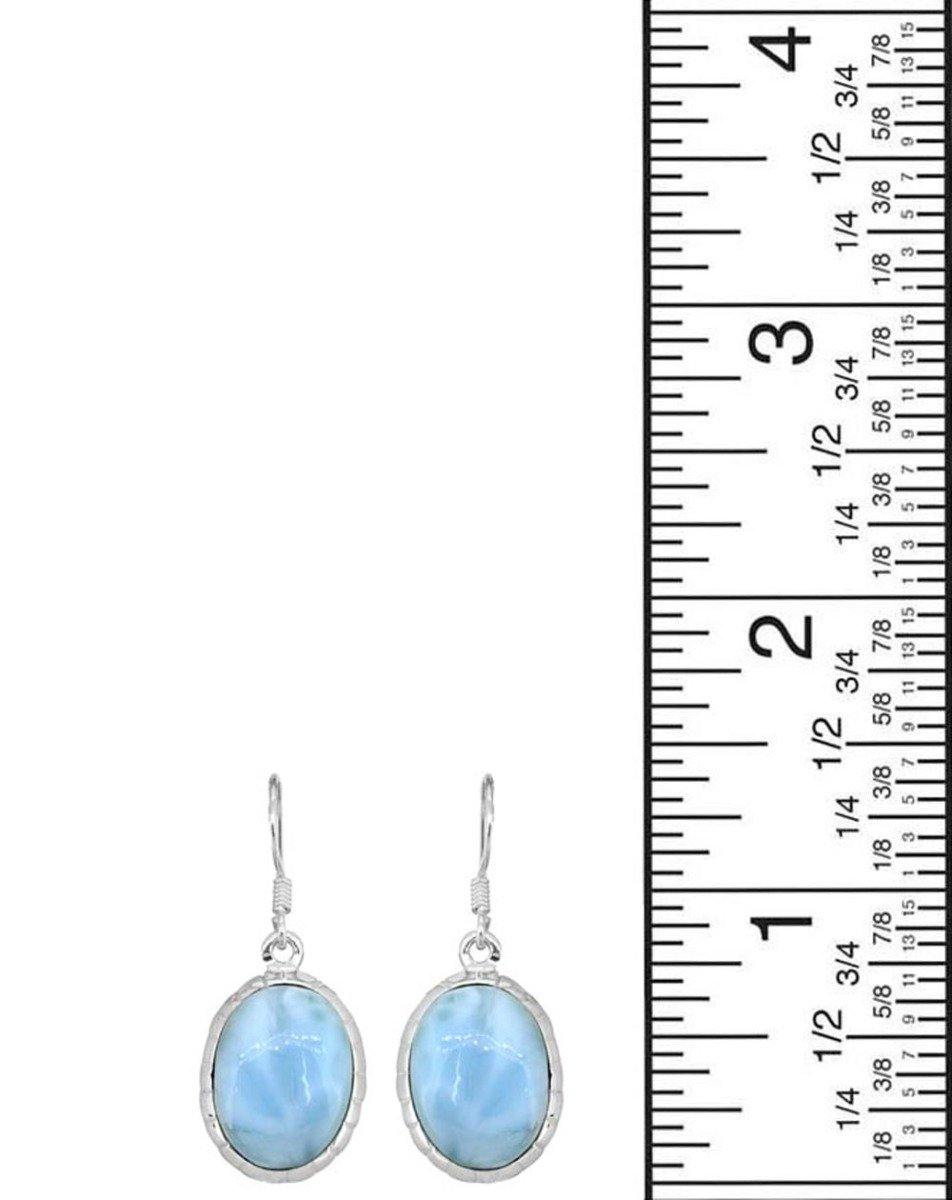 Natural Larimar Solid 925 Sterling Silver Dangle Earrings - YoTreasure
