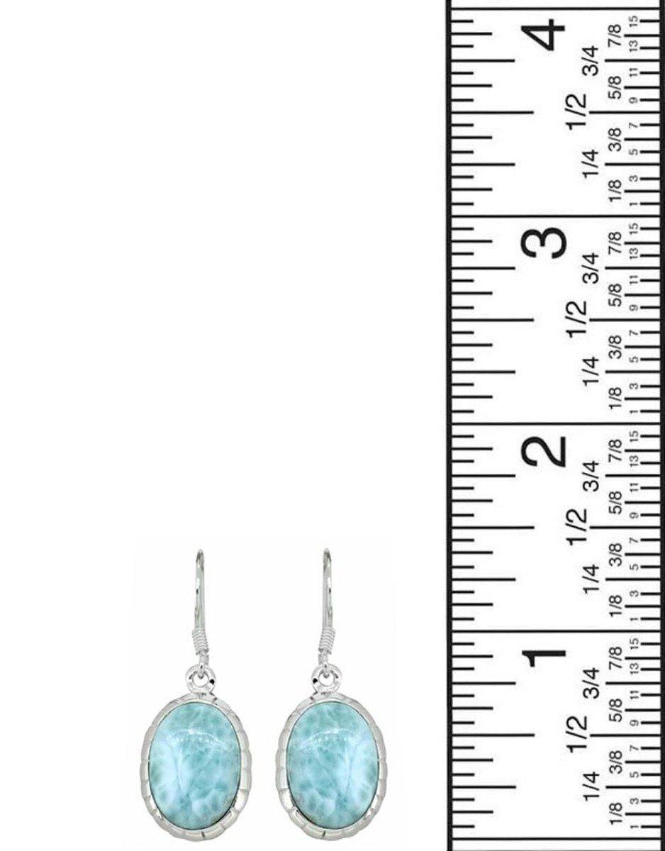 Natural Larimar Solid 925 Sterling Silver Dangle Earrings - YoTreasure