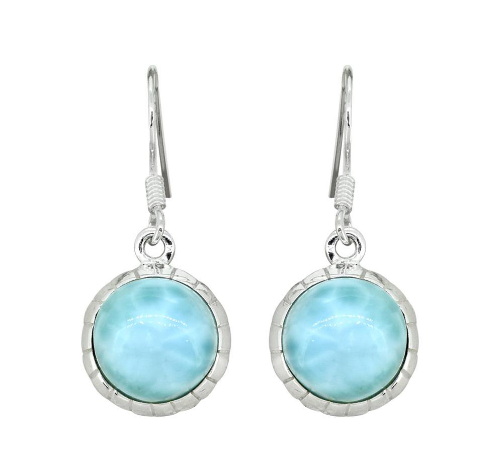 Natural Larimar Solid 925 Sterling Silver Dangle Earrings - YoTreasure