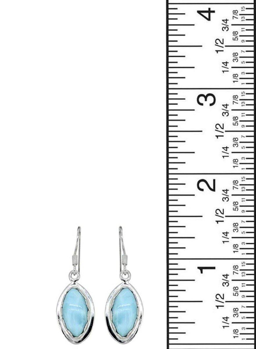 Natural Larimar Solid 925 Sterling Silver Dangle Earrings - YoTreasure