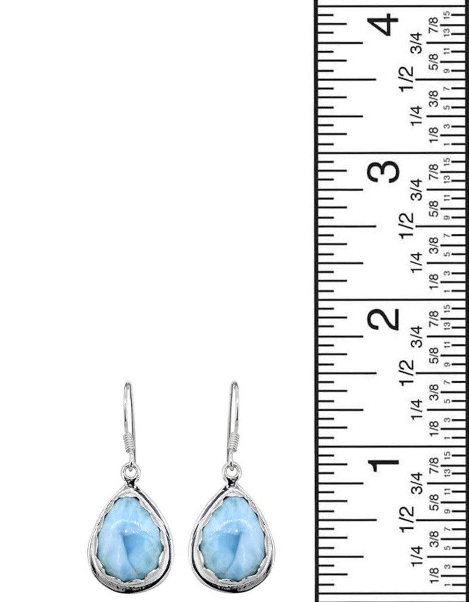 Natural Larimar Solid 925 Sterling Silver Dangle Earrings Jewelry - YoTreasure