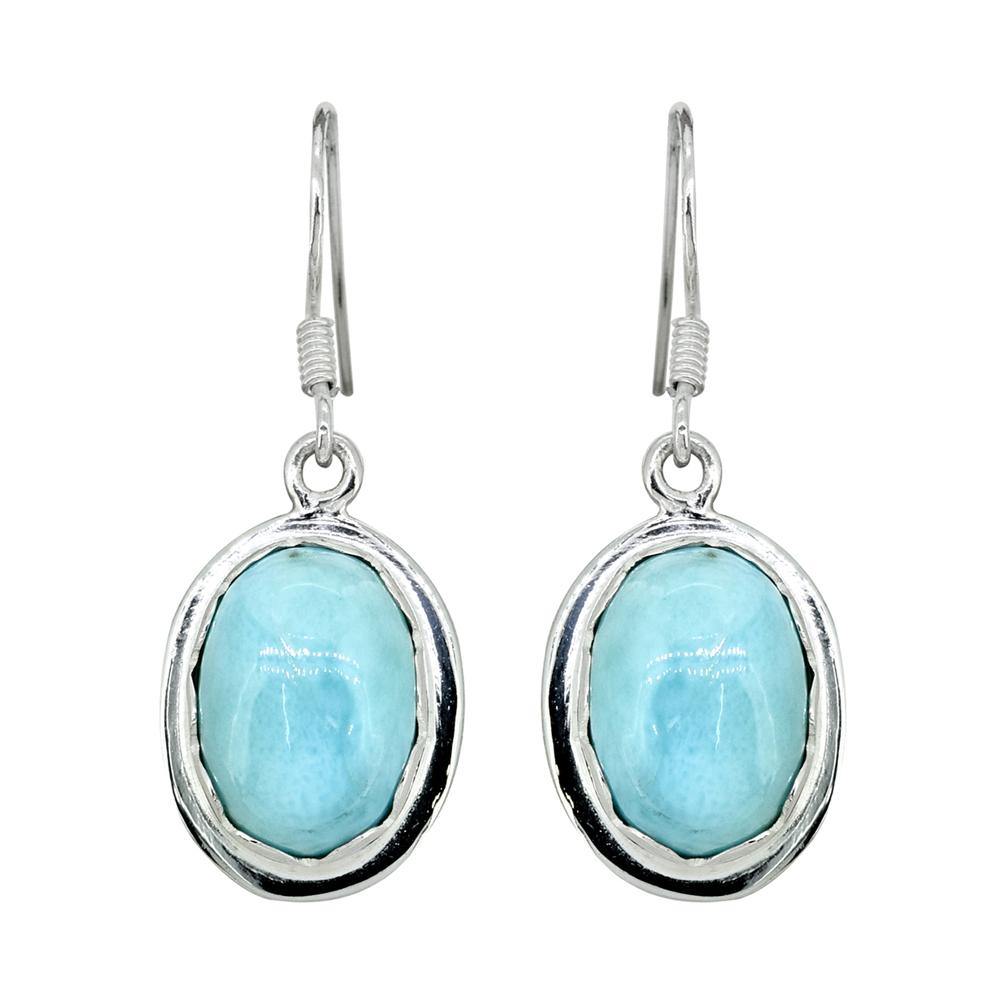 Natural Larimar Solid 925 Sterling Silver Dangle Earrings - YoTreasure
