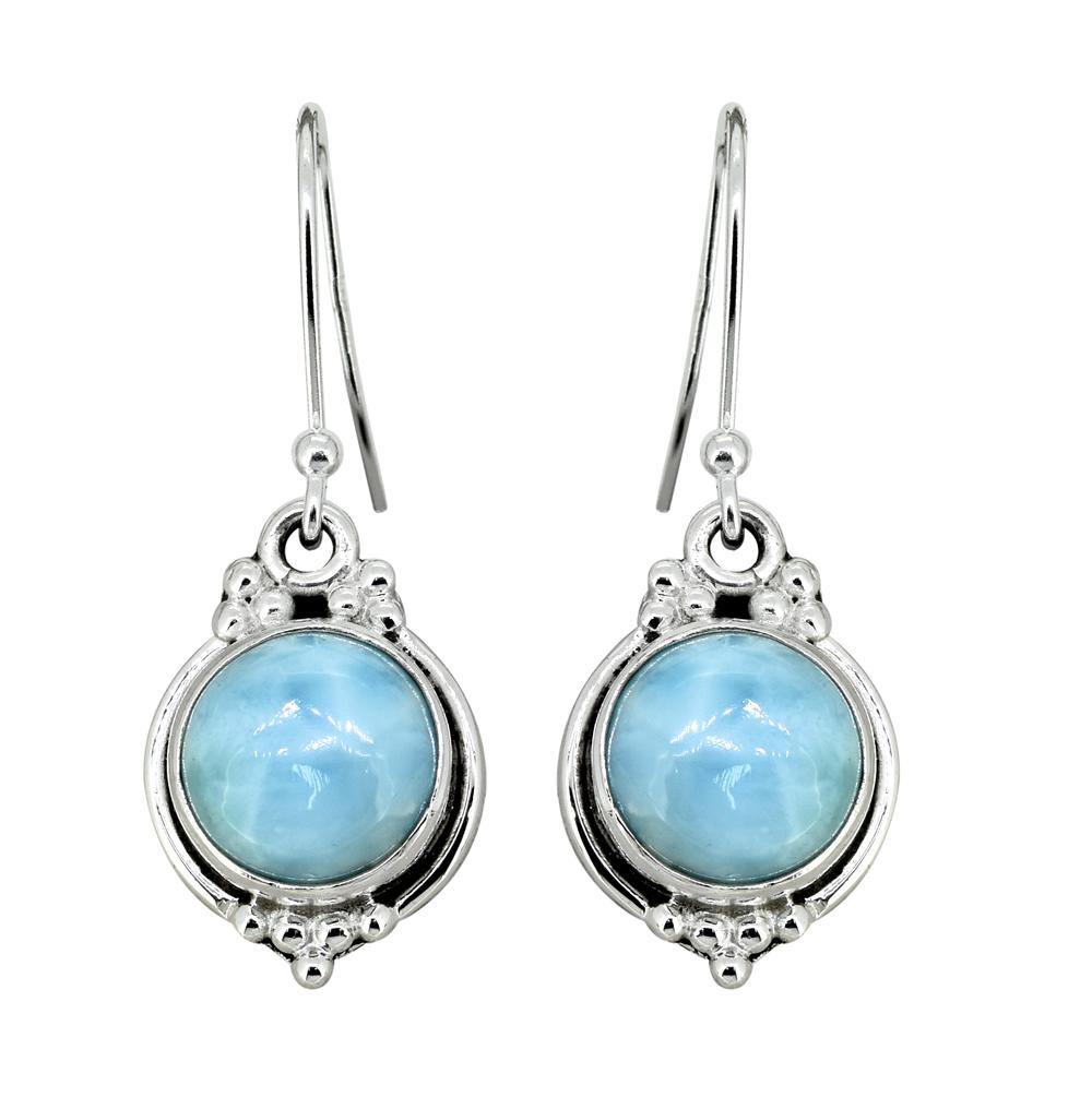 1.33" Natural Larimar Solid 925 Sterling Silver Dangle Earrings Jewelry - YoTreasure
