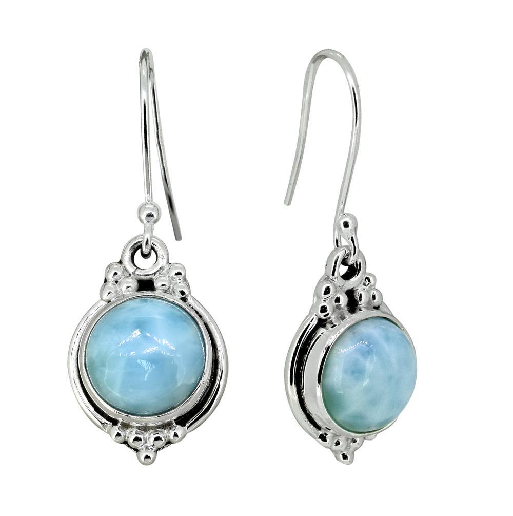 1.33" Natural Larimar Solid 925 Sterling Silver Dangle Earrings Jewelry - YoTreasure
