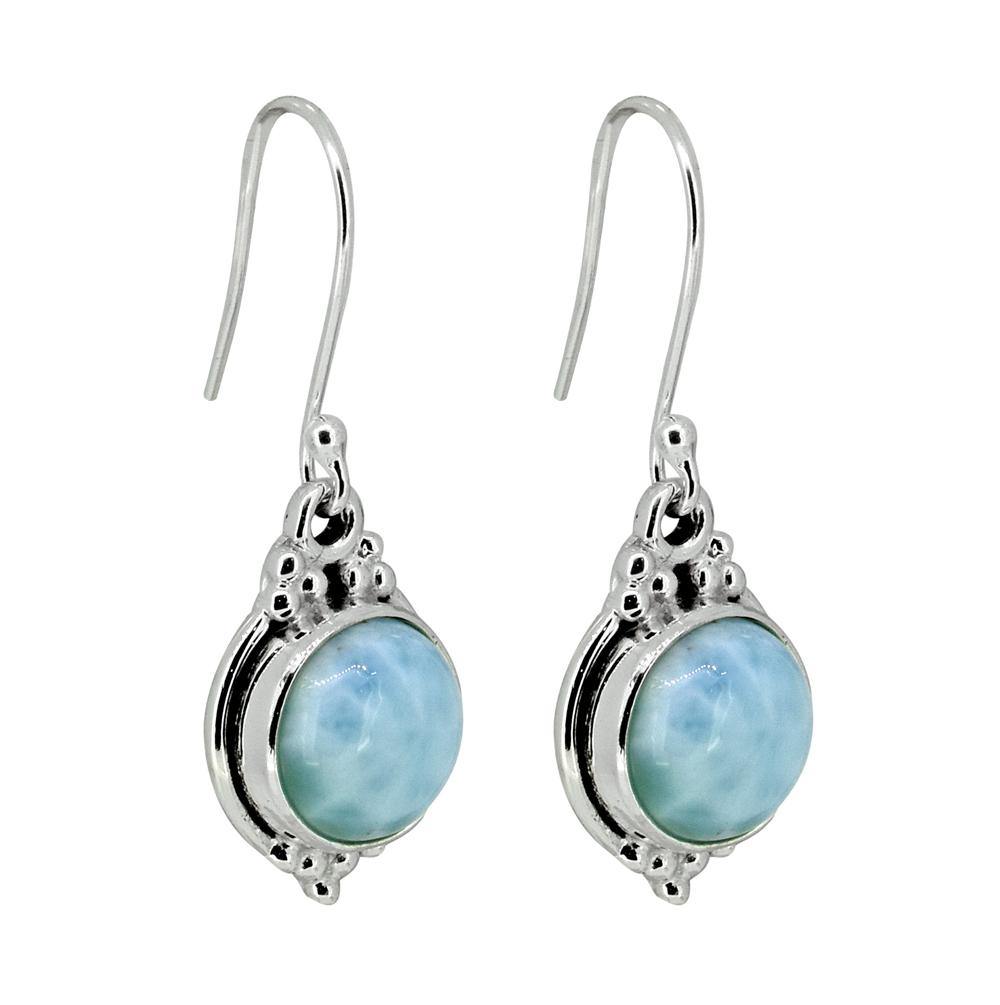 1.33" Natural Larimar Solid 925 Sterling Silver Dangle Earrings Jewelry - YoTreasure