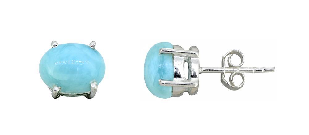 Larimar Solid 925 Sterling Silver Stud Earrings - YoTreasure