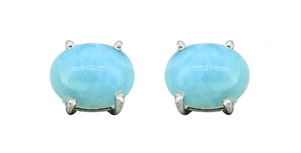 Larimar Solid 925 Sterling Silver Stud Earrings - YoTreasure