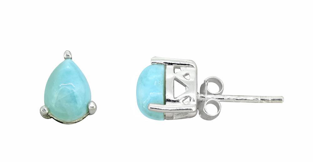 Larimar Solid 925 Sterling Silver Stud Earrings - YoTreasure