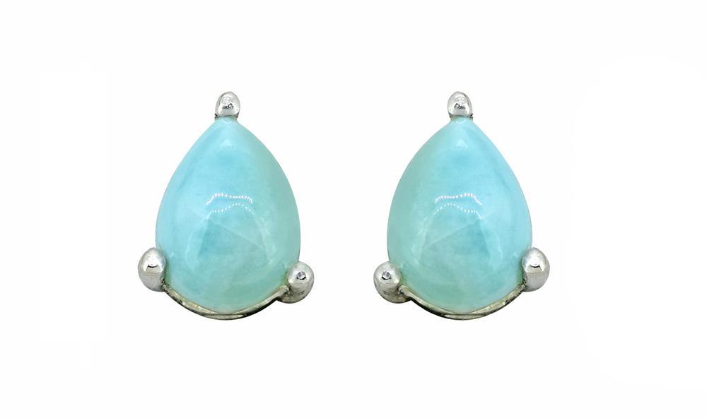 Larimar Solid 925 Sterling Silver Stud Earrings - YoTreasure