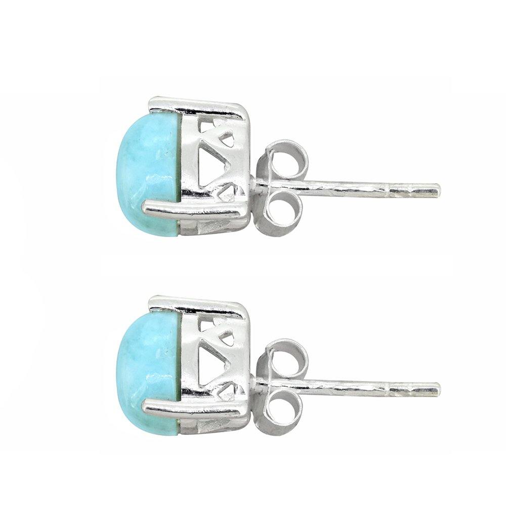 Larimar Solid 925 Sterling Silver Stud Earrings - YoTreasure