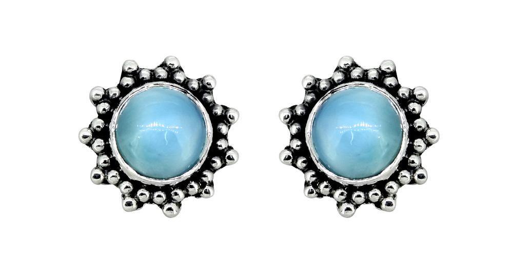Larimar Solid 925 Sterling Silver Stud Earrings - YoTreasure