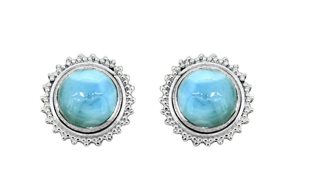 Larimar Solid 925 Sterling Silver Stud Earrings - YoTreasure