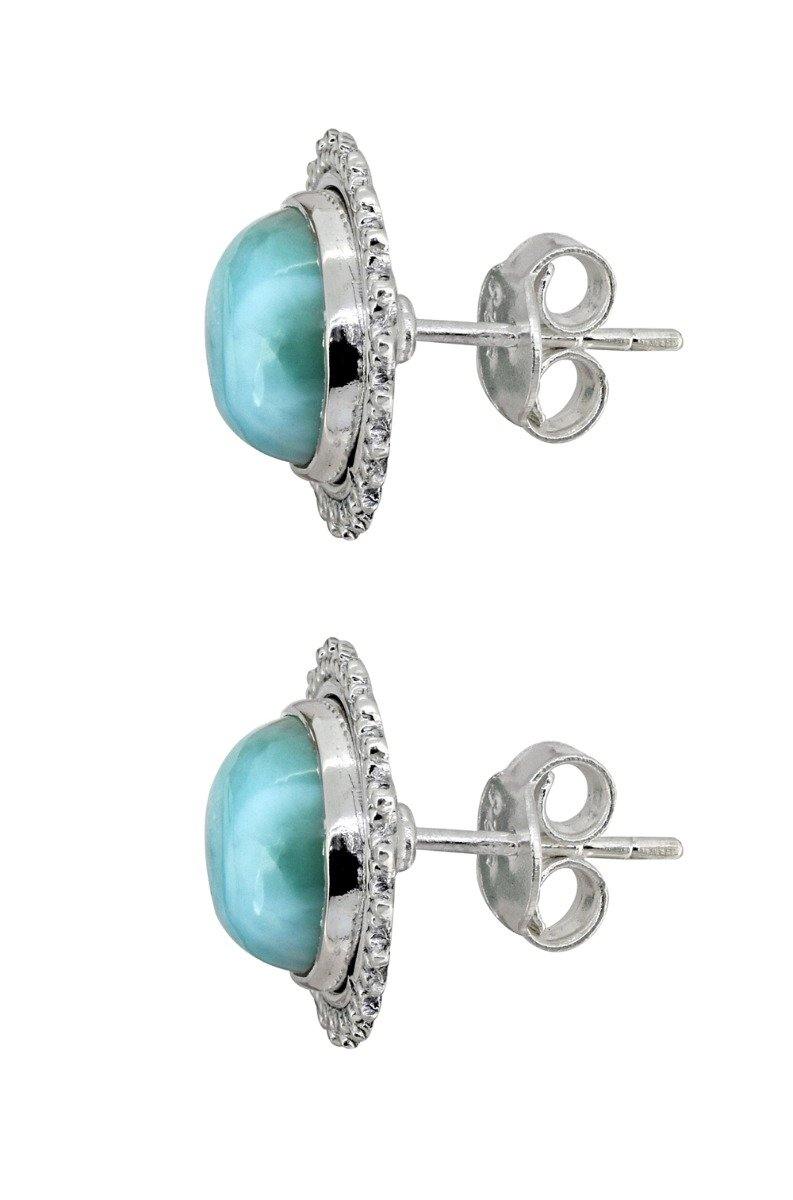 Larimar Solid 925 Sterling Silver Stud Earrings - YoTreasure
