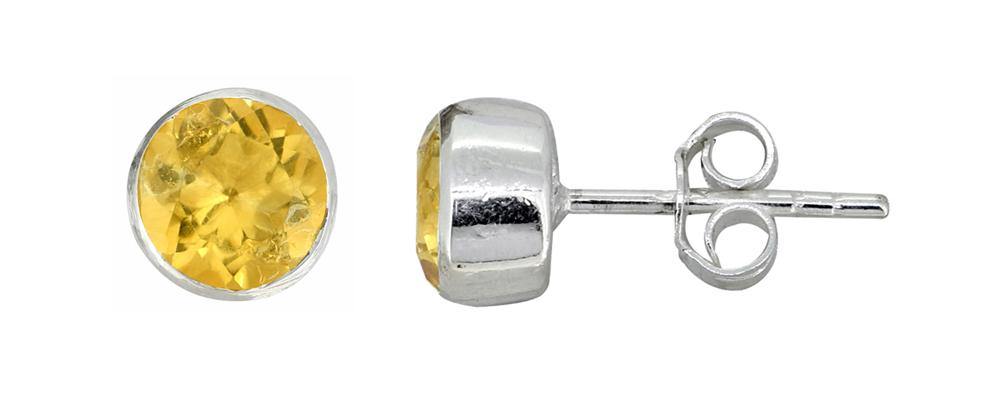 Citrine Solid 925 Sterling Silver Stud Earrings - YoTreasure