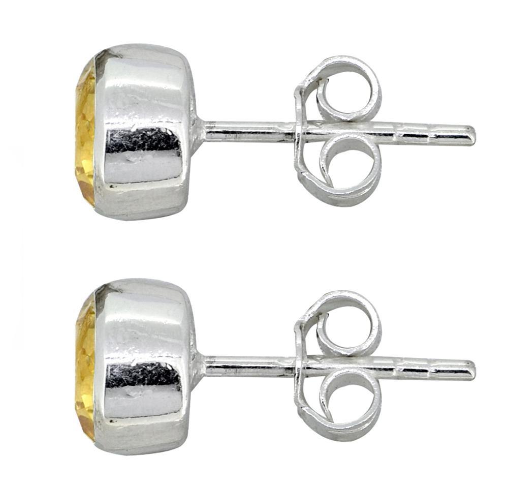Citrine Solid 925 Sterling Silver Stud Earrings - YoTreasure