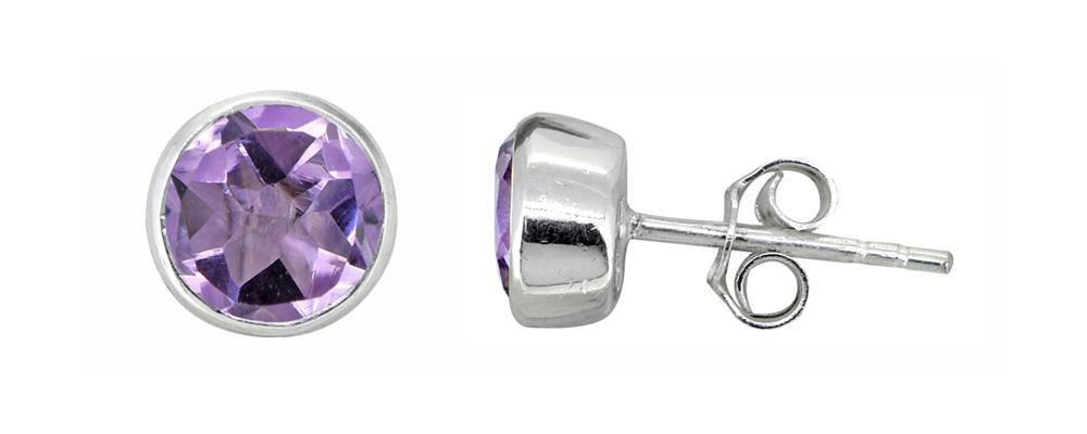 Natural Amethyst Solid 925 Sterling Silver Stud Earrings - YoTreasure