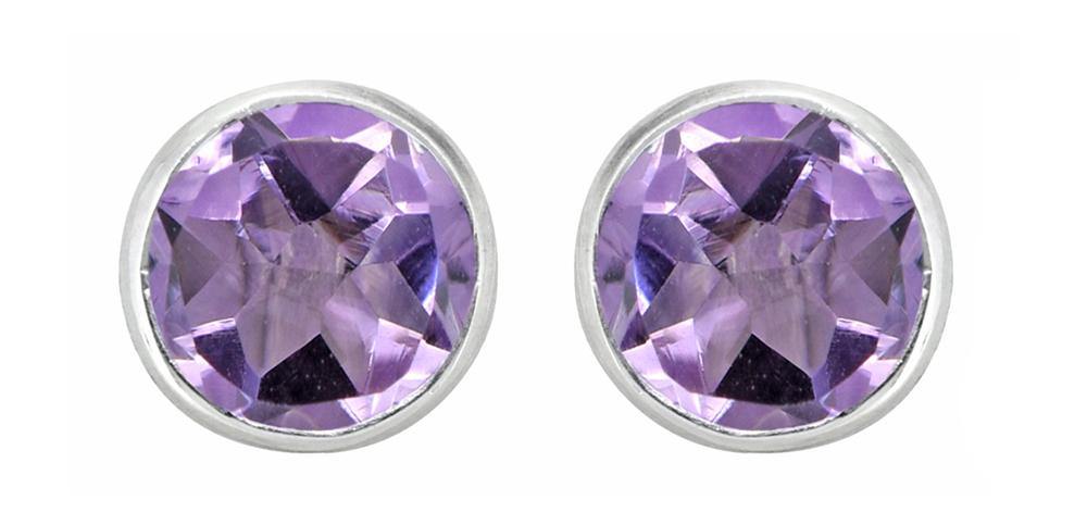 Natural Amethyst Solid 925 Sterling Silver Stud Earrings - YoTreasure