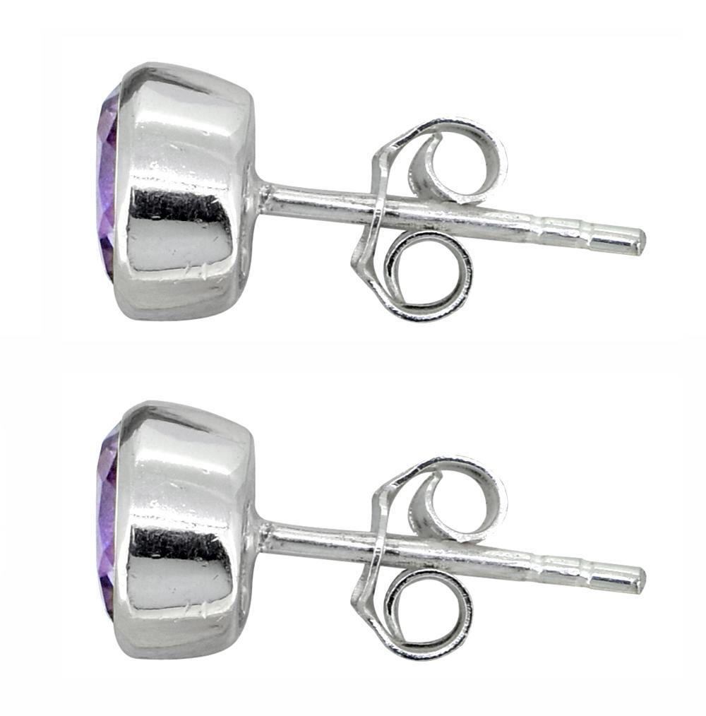 Natural Amethyst Solid 925 Sterling Silver Stud Earrings - YoTreasure