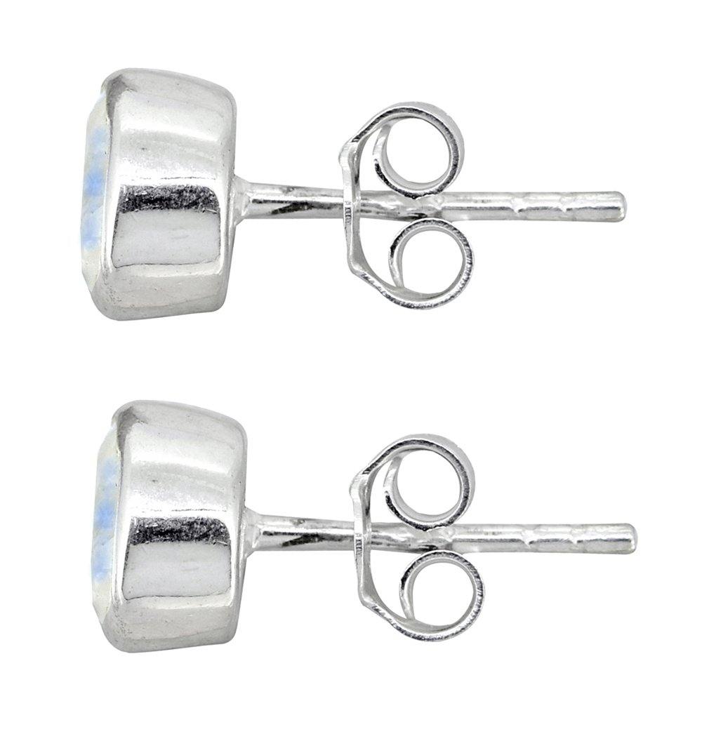 Rainbow Moonstone Solid 925 Sterling Silver Stud Earrings - YoTreasure