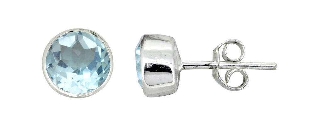 Blue Topaz Solid 925 Sterling Silver Stud Earrings - YoTreasure