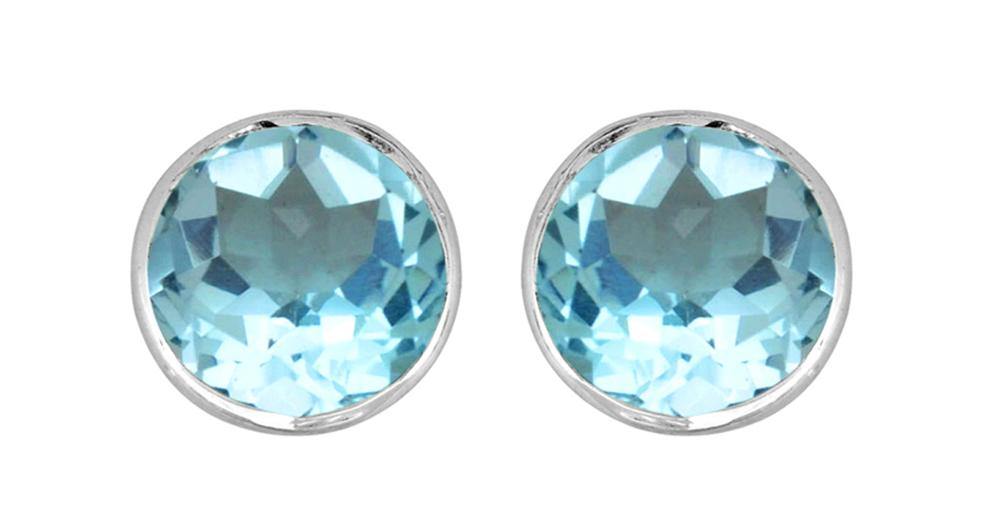 Blue Topaz Solid 925 Sterling Silver Stud Earrings - YoTreasure