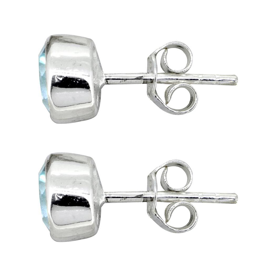 Blue Topaz Solid 925 Sterling Silver Stud Earrings - YoTreasure