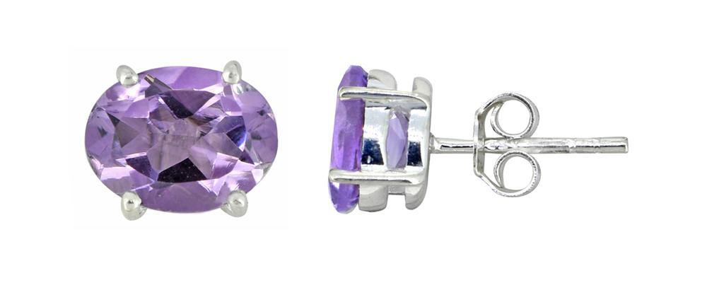 Natural Amethyst Solid 925 Sterling Silver Stud Earrings Jewelry - YoTreasure