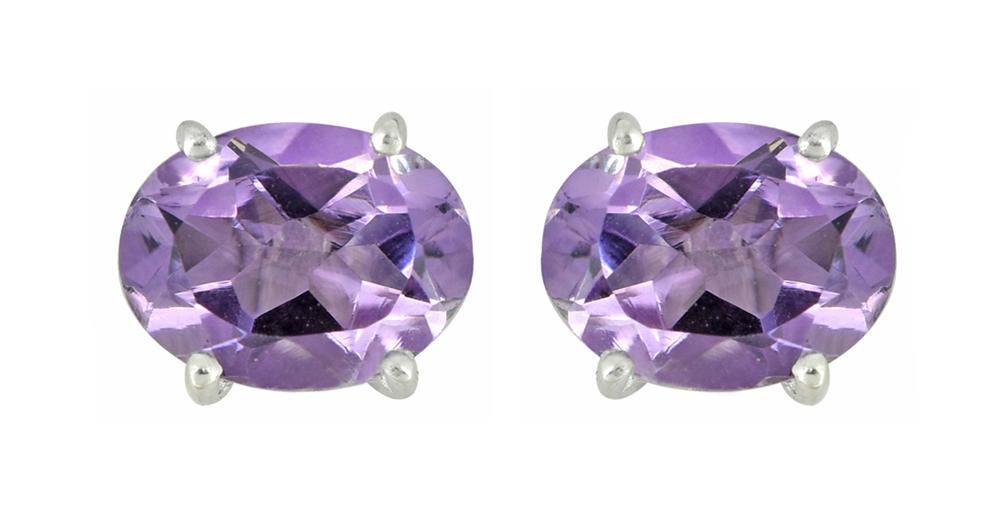 Natural Amethyst Solid 925 Sterling Silver Stud Earrings Jewelry - YoTreasure