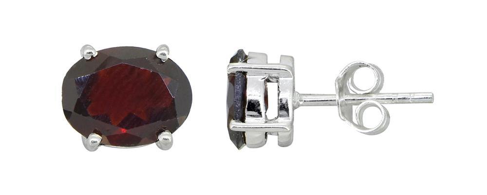 Natural Garnet Solid 925 Sterling Silver Stud Earrings - YoTreasure