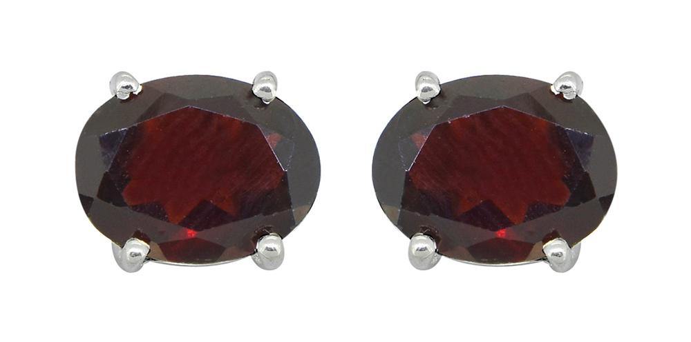 Natural Garnet Solid 925 Sterling Silver Stud Earrings - YoTreasure