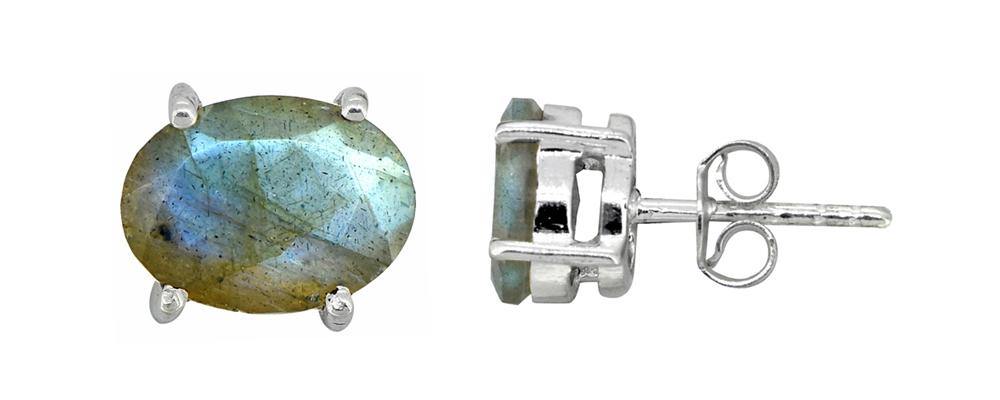 Labradorite Solid 925 Sterling Silver Stud Earrings - YoTreasure
