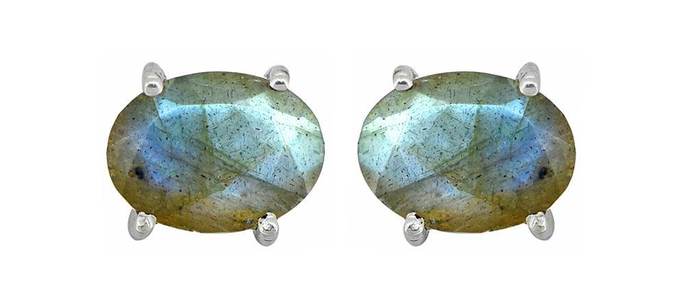 Labradorite Solid 925 Sterling Silver Stud Earrings - YoTreasure