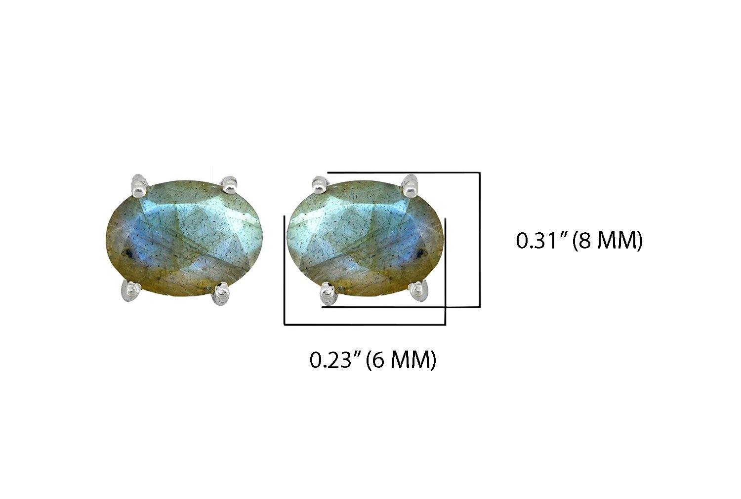 Labradorite Solid 925 Sterling Silver Stud Earrings - YoTreasure