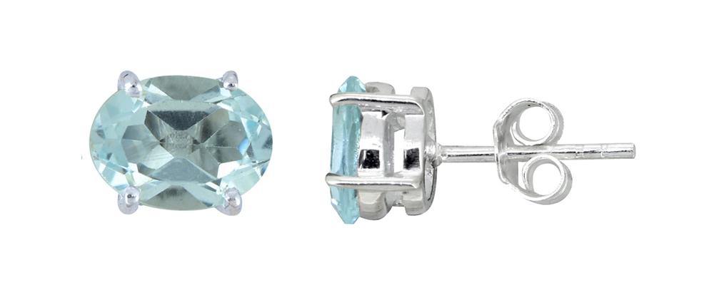 Blue Topaz Solid 925 Sterling Silver Stud Earrings - YoTreasure