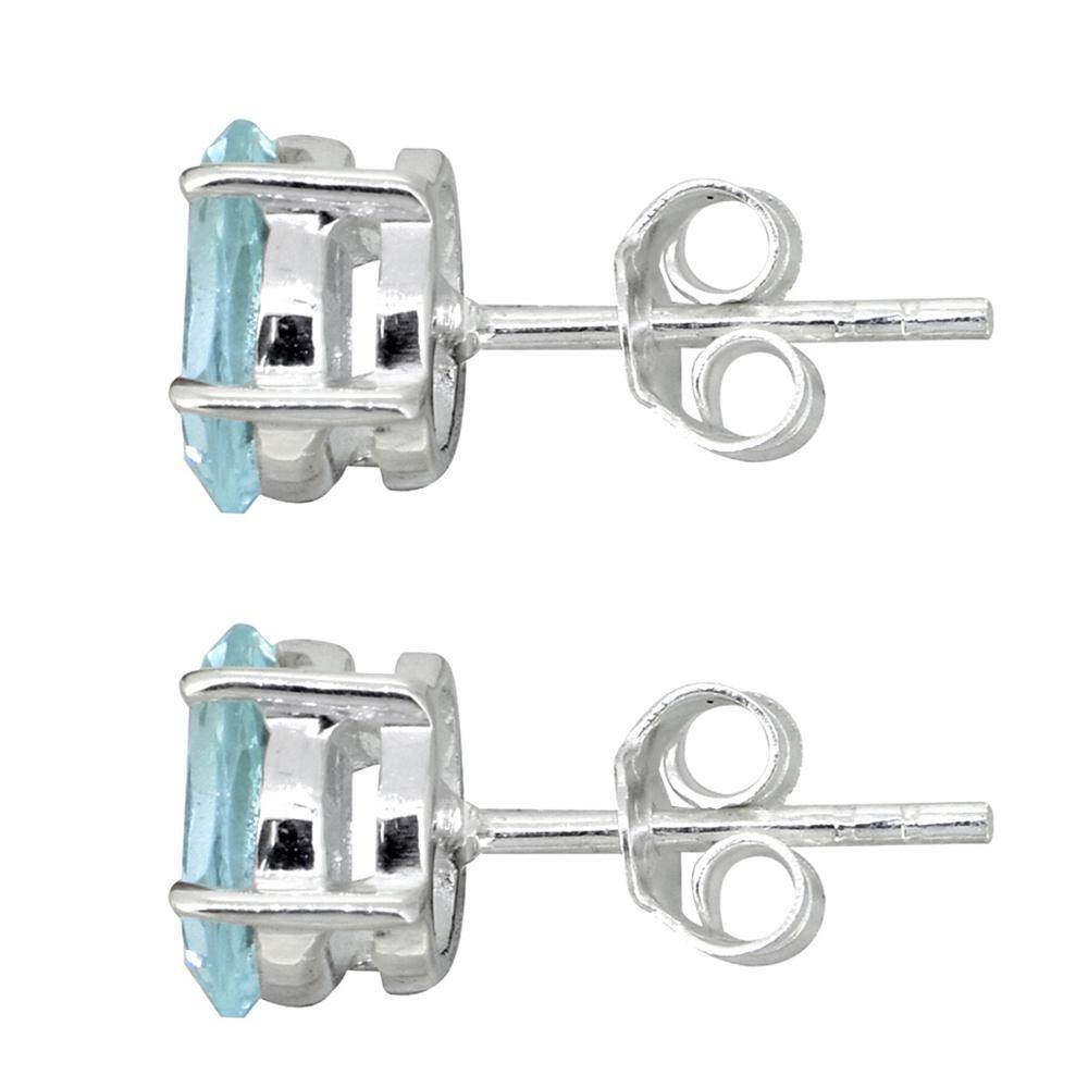 Blue Topaz Solid 925 Sterling Silver Stud Earrings - YoTreasure