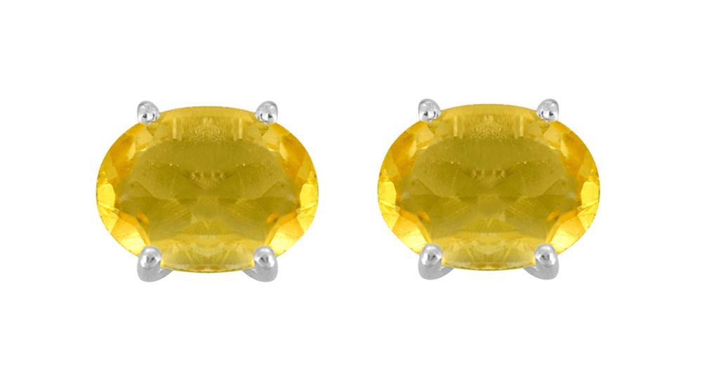 Citrine Solid 925 Sterling Silver Stud Earrings - YoTreasure