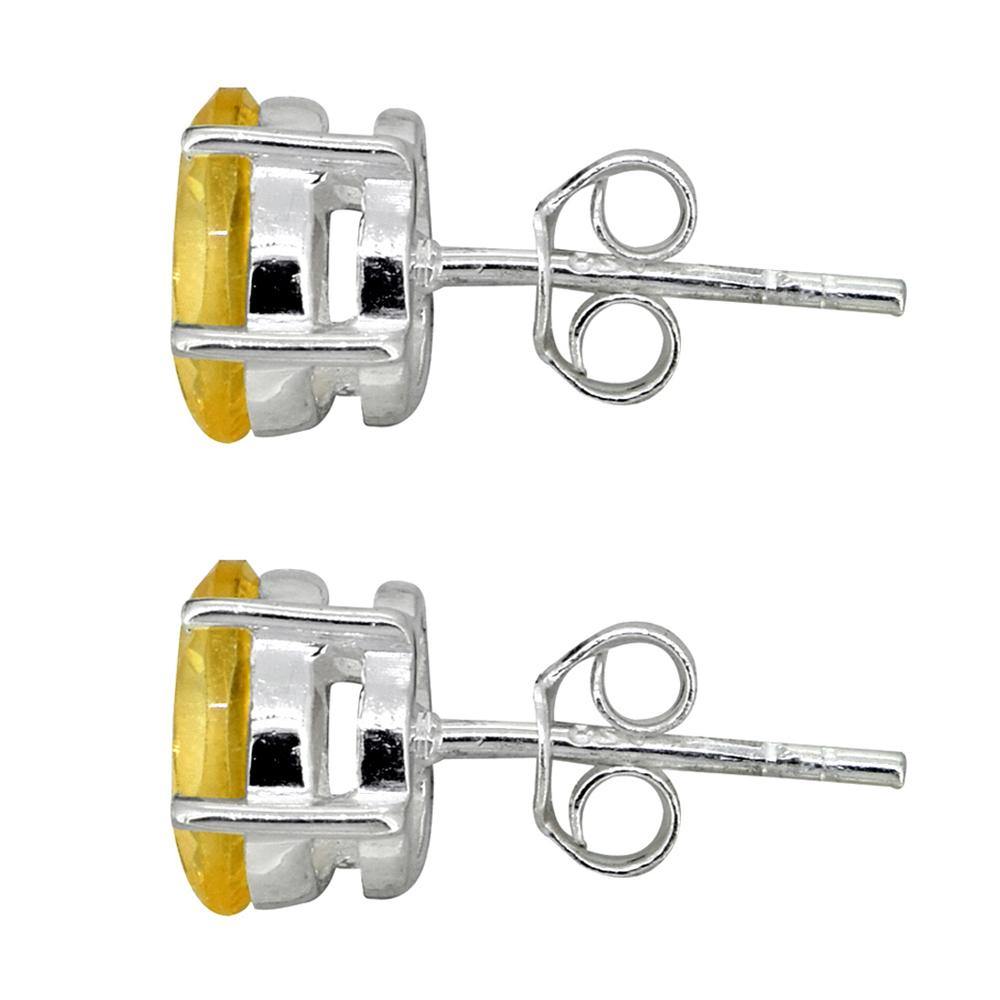 Citrine Solid 925 Sterling Silver Stud Earrings - YoTreasure