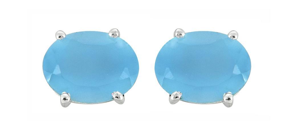 Blue Onyx Solid 925 Sterling Silver Stud Earrings - YoTreasure