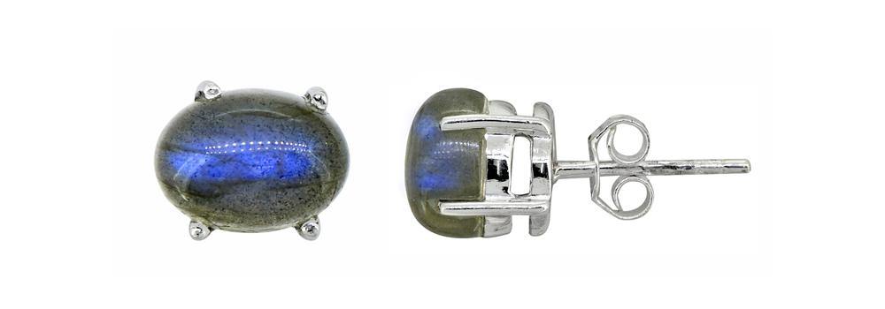 Labradorite Solid 925 Sterling Silver Stud Earrings - YoTreasure