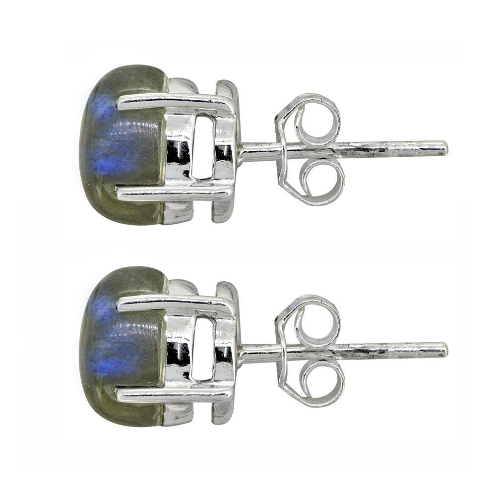 Labradorite Solid 925 Sterling Silver Stud Earrings - YoTreasure