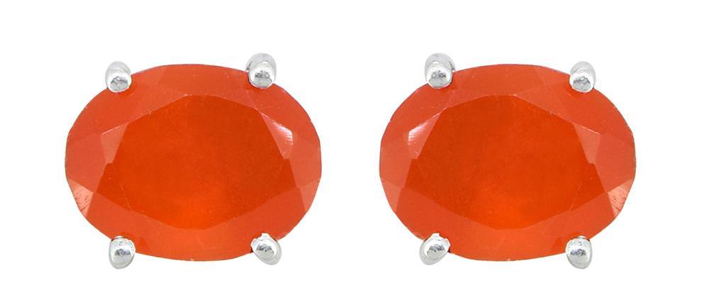 Carnelian Solid 925 Sterling Silver Stud Earrings - YoTreasure