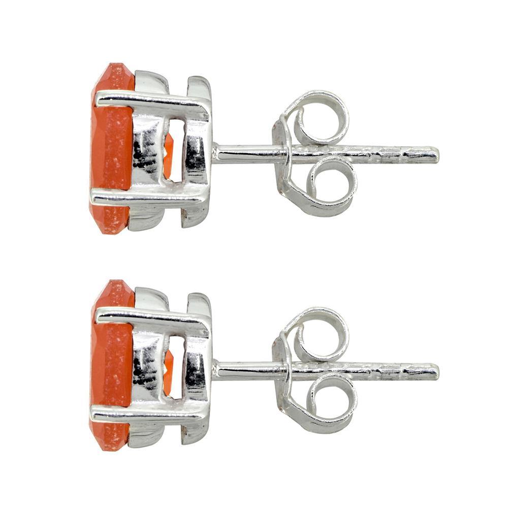 Carnelian Solid 925 Sterling Silver Stud Earrings - YoTreasure