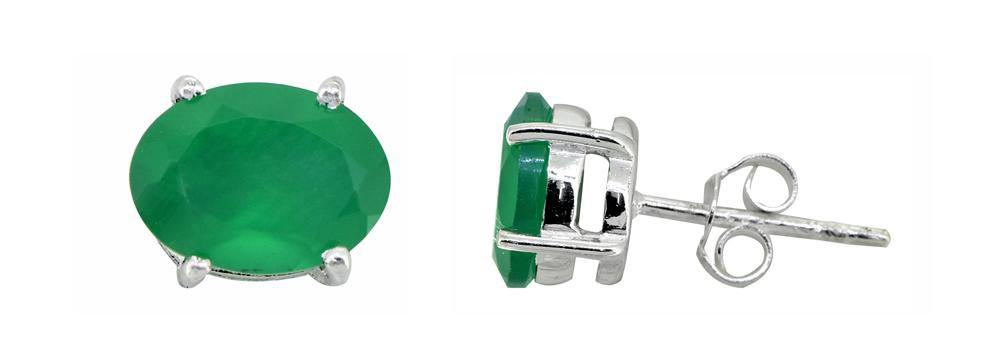 Green Onyx Solid 925 Sterling Silver Stud Earrings - YoTreasure
