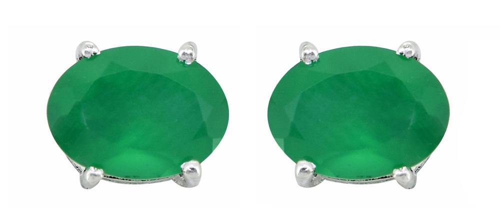 Green Onyx Solid 925 Sterling Silver Stud Earrings - YoTreasure