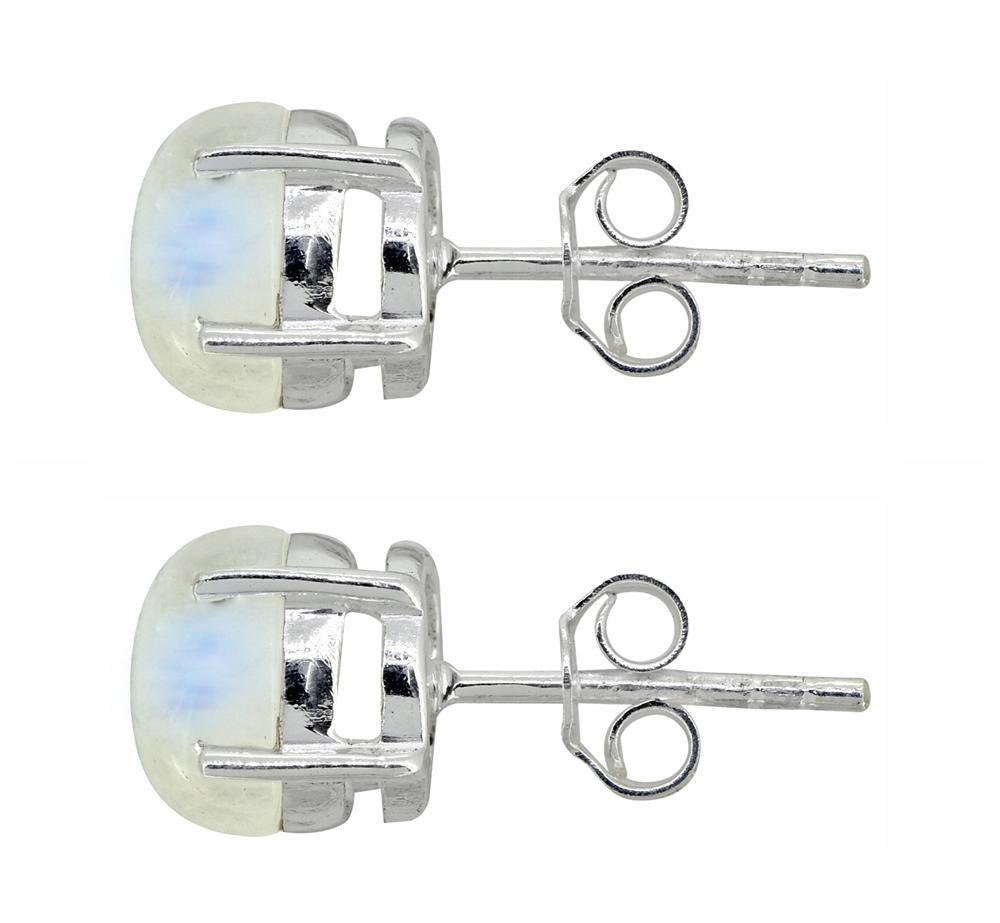 Rainbow Moonstone Solid 925 Sterling Silver Stud Earrings - YoTreasure