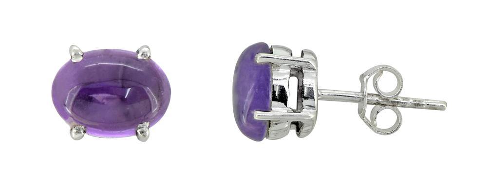 Natural Amethyst Solid 925 Sterling Silver Stud Earrings - YoTreasure