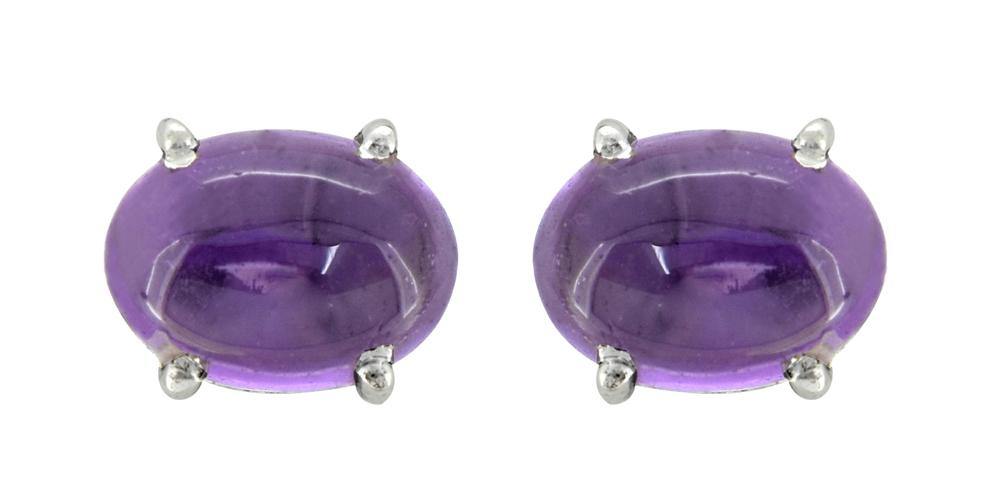 Natural Amethyst Solid 925 Sterling Silver Stud Earrings - YoTreasure
